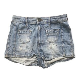 H&M SZ 6 semi-distressed high waisted denim shorts